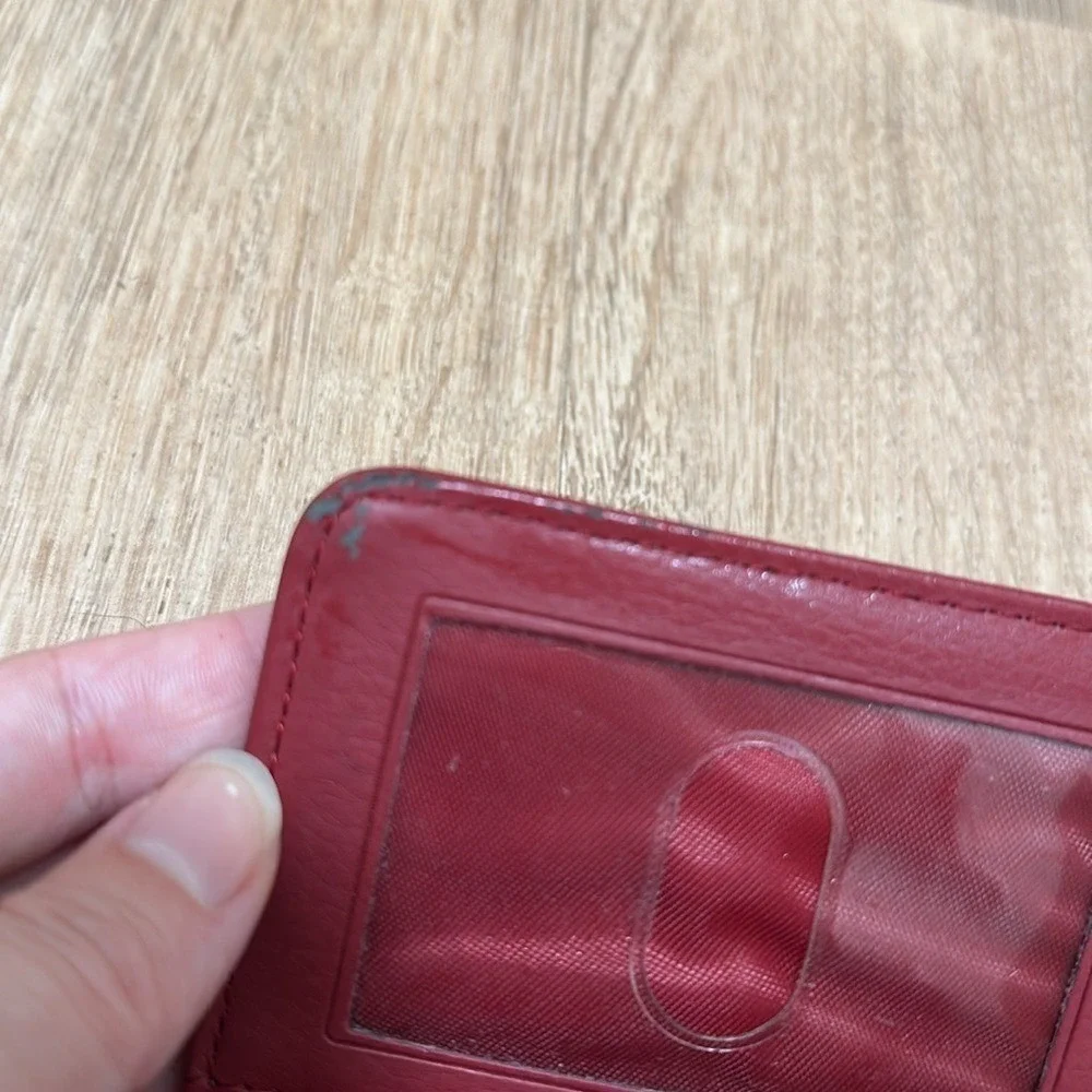 NAUTICA | Genuine Leather Tri-Fold Red Snap‎ Button Closure Wallet